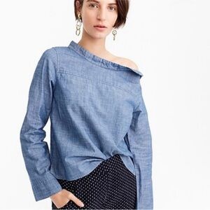 J. Crew Blue Button-Shoulder Women's Chambray Top Size 6